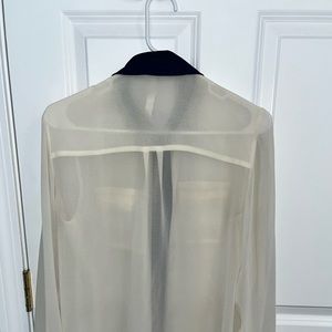 Kensie see through white shirt with blue collar size large